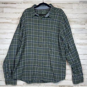 Woolrich Men’s 2XL Bay Leaf Green Plaid Flannel Shirt Button Front Long Sleeve C